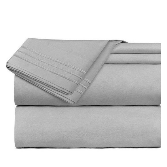 Clara Clark Full Size Sheets Premier 1800 Series Deep Pocket Silver Gray NWT - Picture 2 of 6